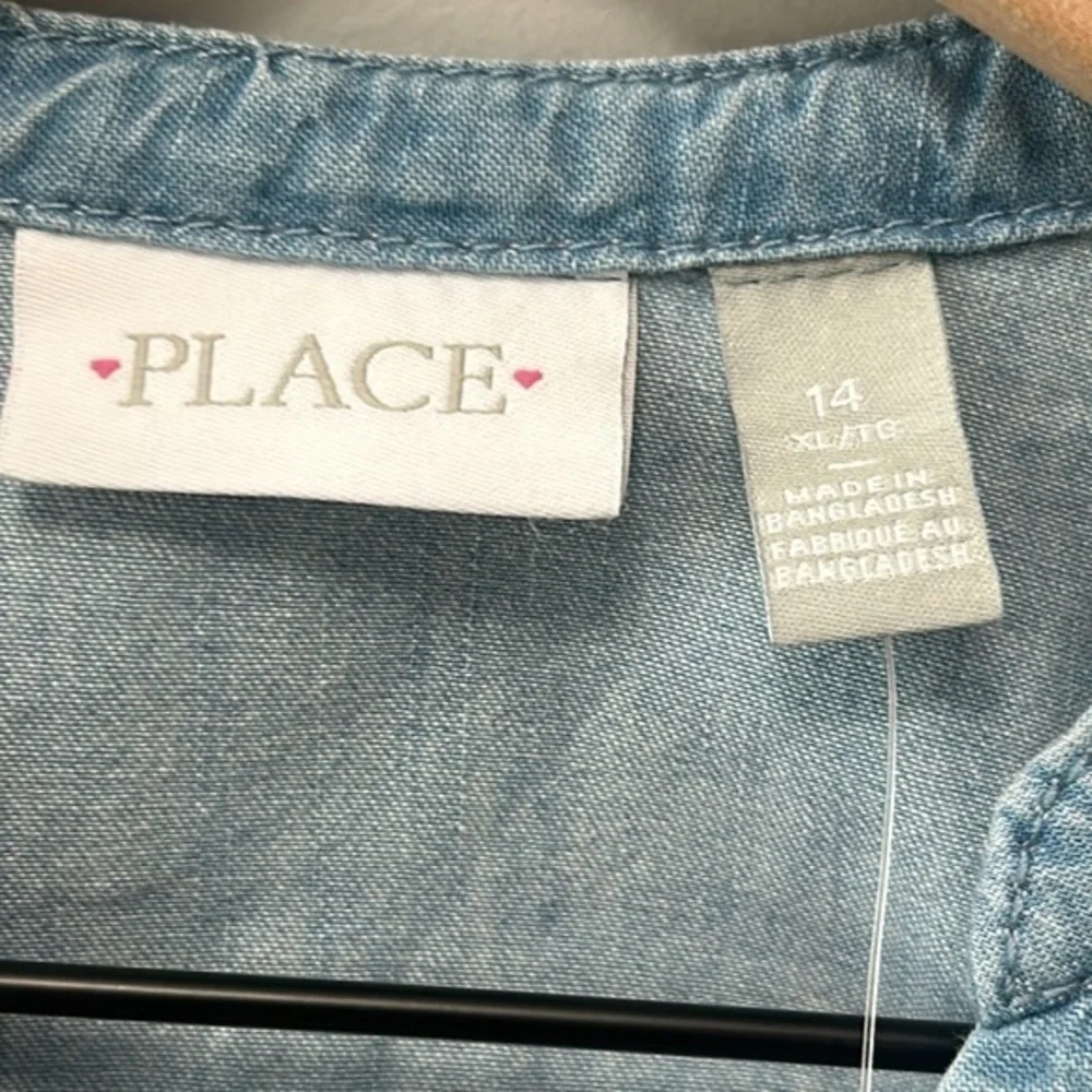 "NWT"Children's Place Girls Chambray Long Sleeve Belted Shirt Dress- Size XL(14) - Picture 3 of 11